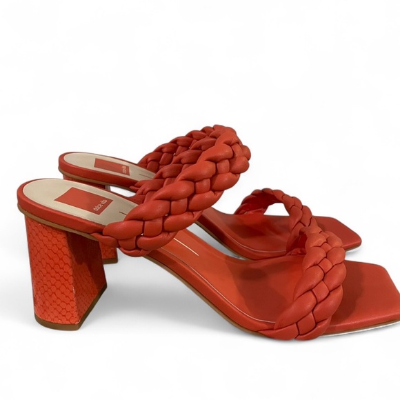 Dolce Vita Paily Persimmon Stella Braided Leather Block Heel Sandals 11 - Picture 5 of 8
